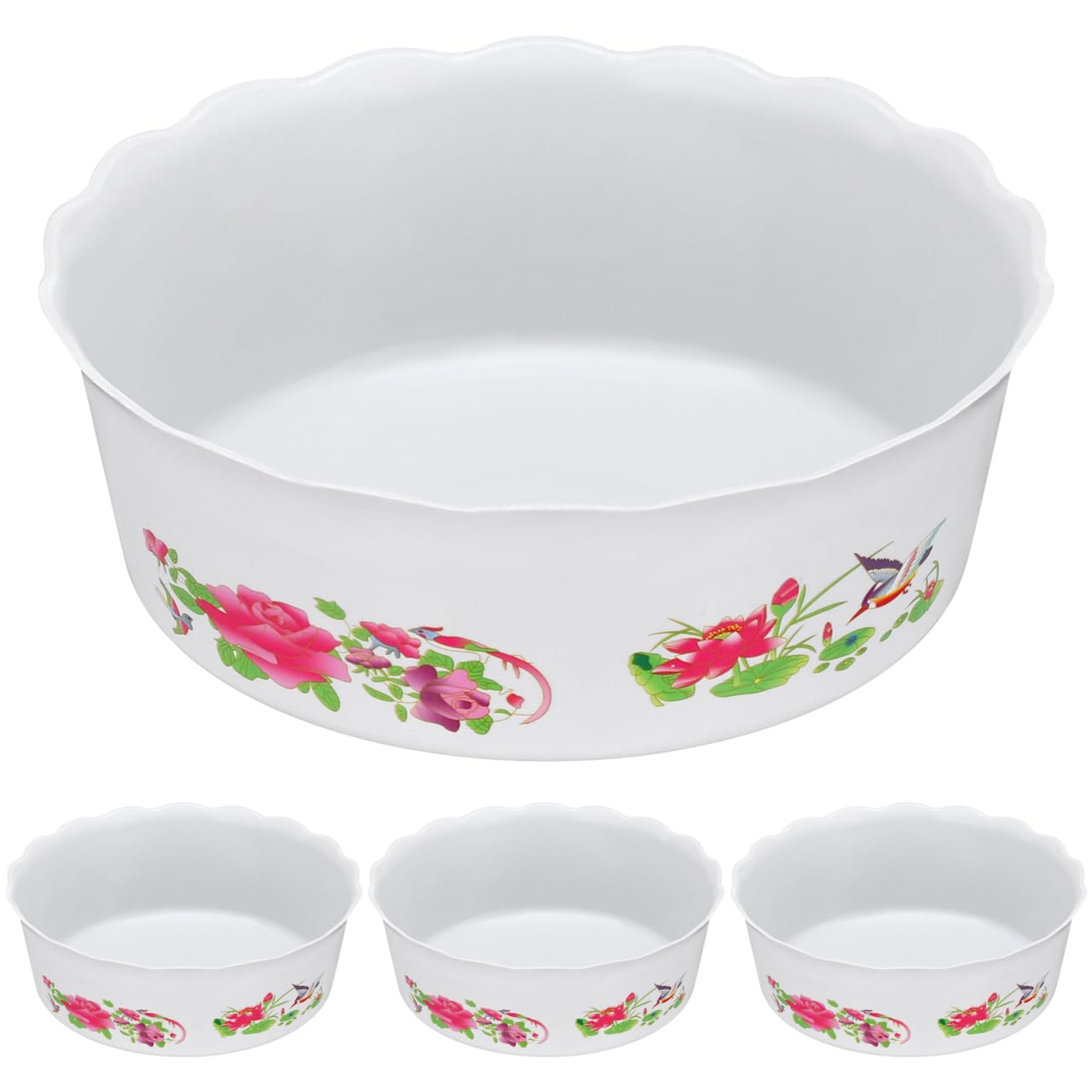 HANABASS 4pcs Lotus Flower Pot, Hydroponic Planter Water Lily Narcissus Planting Bowls Plastic Fish Bowl Shallow Flower Pot Daffodil Planter Succulent Holder Container