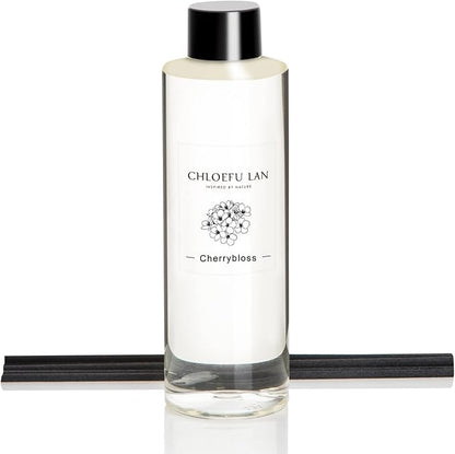 Cherry Blossoms Reéd Diffuser Refill 200ml/6.76 fl oz Natural Essential Scented Oil, Best for Aromatherapy, SPA and Home, 0% Alcohol