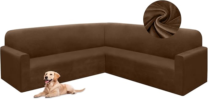 HDCAXKJ Corner Sectional Couch Covers Velvet Stretch L Shape Sofa Cover Soft