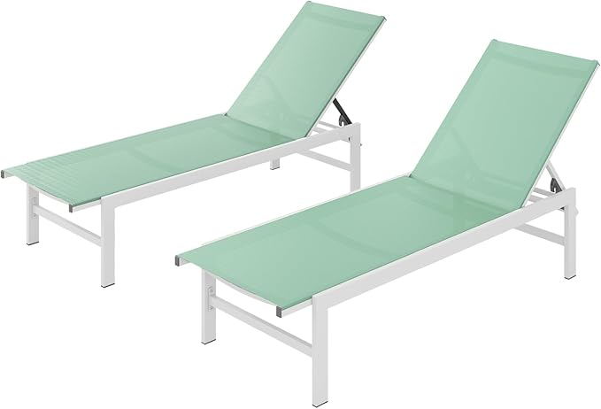 Vexwalx Outdoor Lounge Chairs Set of 2, Aluminum Patio Chaise Lounge Chairs