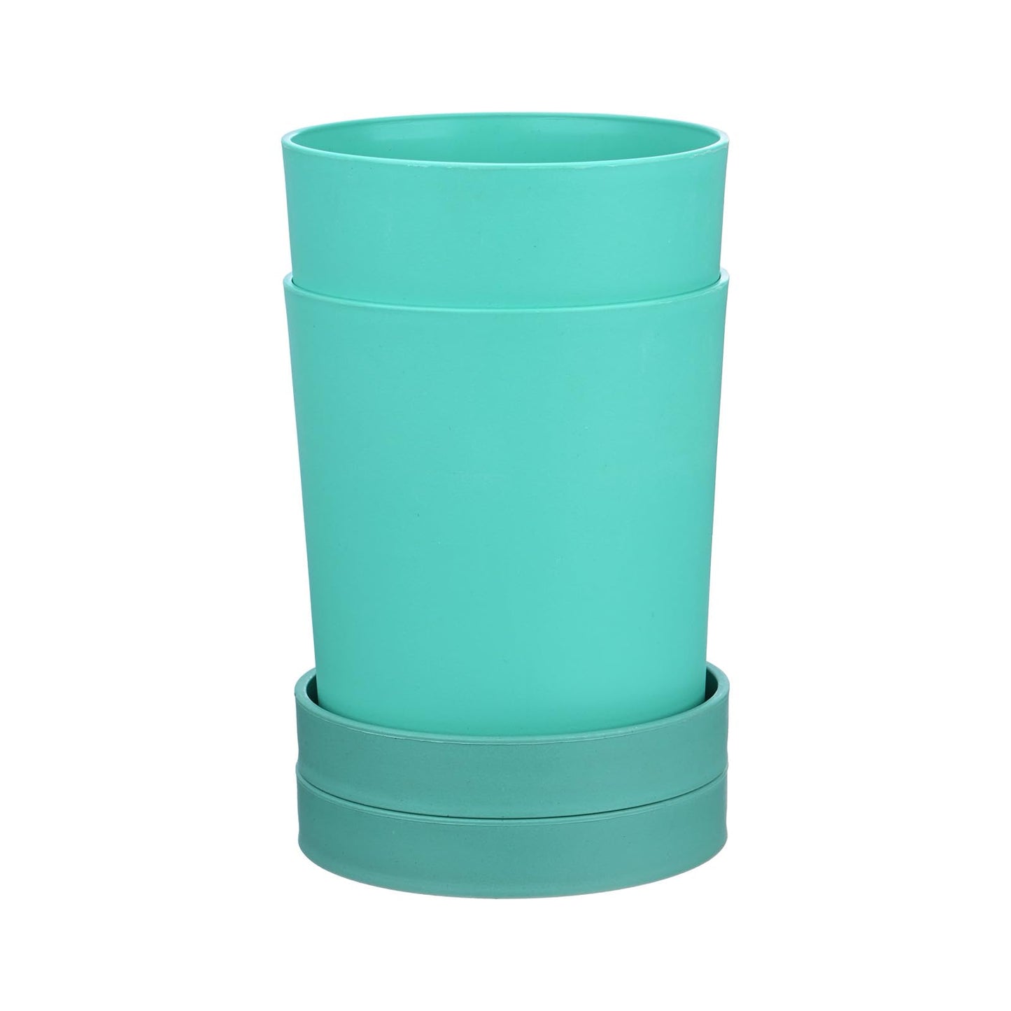 M METERXITY 2-Pack Plant Pots, 4.5 Inch Plastic Flower Pots with Drainage Holes for Cactus/Succulents Pot/Small Plants/Home/Garden, Planters for Indoor Plants [Aqua]