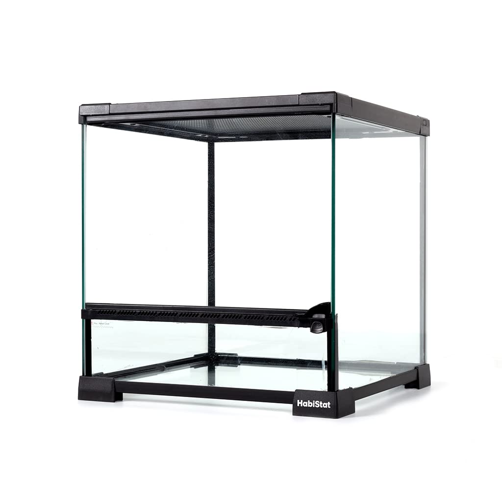 Habistat Glass Terrarium for Reptiles 12"x12"x13" – Stackable Reptile Enclosure for Inverts & Amphibians with Lock & Waterproof Base, Ideal Terrarium Tank for Chameleons, Geckos and Bioactive Setups