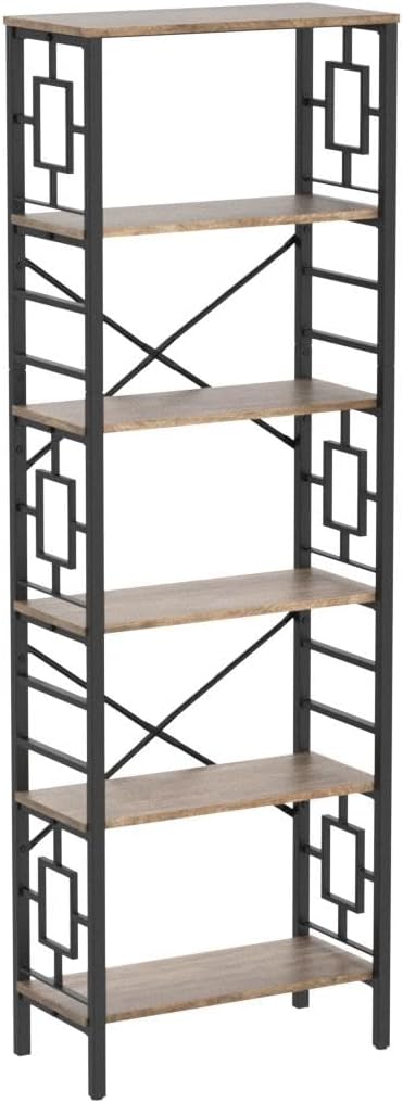 HOMISSUE Bookcase, 6-Tier Tall Bookshelf Metal Bookcase and Bookshelves