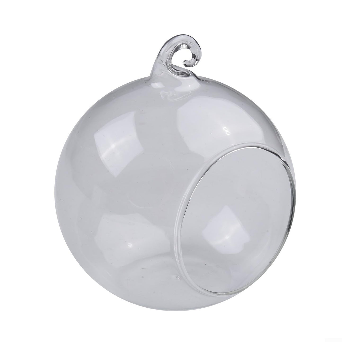 Hanging Glass Ball Vase Clear Borosilicate Terrarium Container With Open Mouth And Flat Bottom For Succulent Plants Air Flowers Home Garden Wedding Party Decoration(10cm)