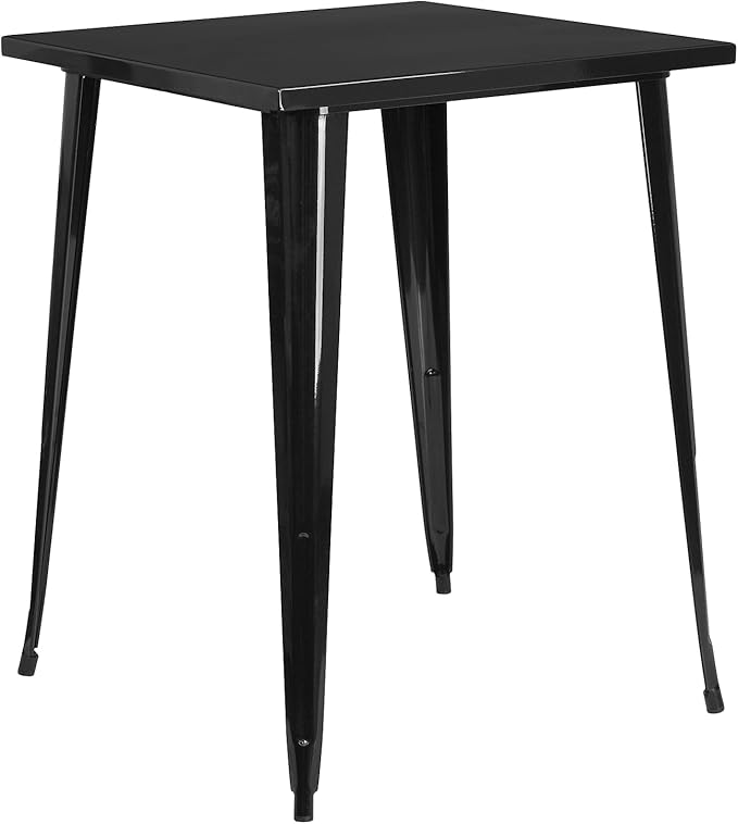 Flash Furniture Nolan Commercial Grade 31.5" Square Black Metal Indoor-Outdoor