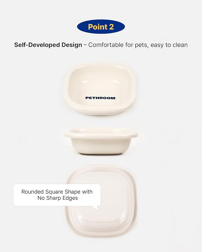 PETHROOM Well Fit Dog Bowl – Durable Ceramic Cat & Dog Food and Water Bowl, Non-Slip Silicone Base, Easy to Clean, 6.2 × 6.2 × 2.0 in, Cream