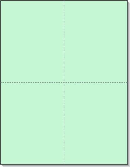 8-1/2" x 11" Laser/Inkjet Postcards 4 Per Page, (4-1/4" x 5-1/2" Each Card | Green, 1000 Cards)