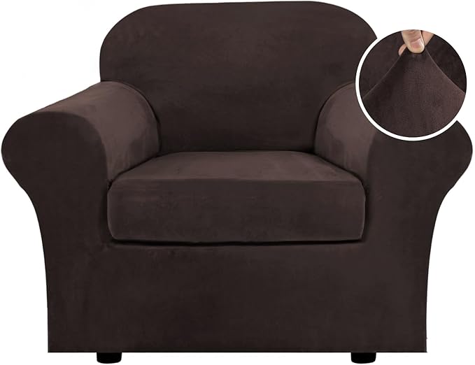 H.VERSAILTEX Rich Velvet Stretch 2 Piece Cover Chair Slipcover Sofa Cover