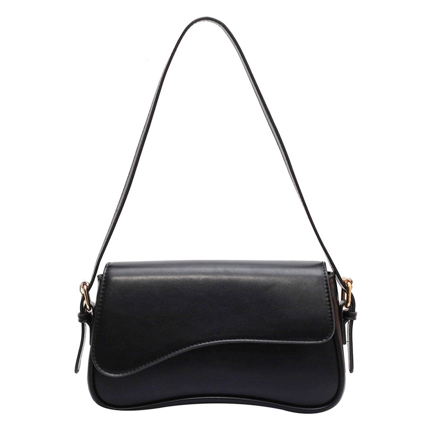 Shoulder Bag for Women Y2K Trendy Purse Vegan Leather Hobo Handbags Clutch Saddle Bag with 2 Removable Strap (black)