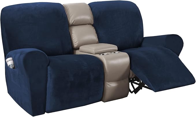 H.VERSAILTEX Velvet Stretch Recliner Couch Covers 6-Pieces Recliner Loveseat