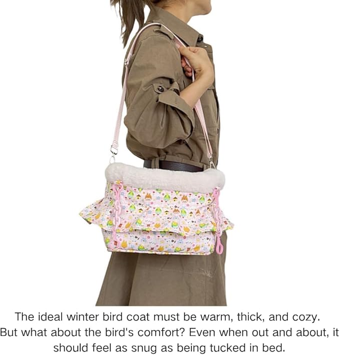 2 in 1 Warm Bird Carrier Bag, Bird Hammock Bed for Cage, Winter Travel Bag, Portable Parrot Outing Bag for Lovebird, Budgie, Conure, Quaker, Small Medium Birds (Purple,Medium)