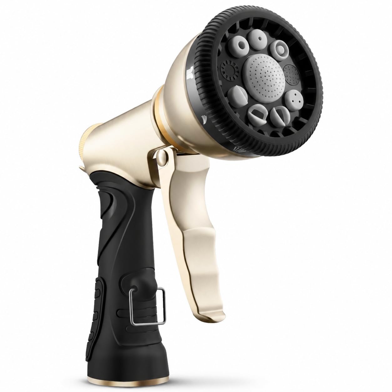 Garden Hose Nozzle, Heavy Duty Metal Hose Sprayer, High Pressure Rust Resistant Water Hose Nozzle with Lockable Trigger, 9 Spray Patterns for Car Pet Washing, Plants & Lawns Watering, Outdoor Cleaning