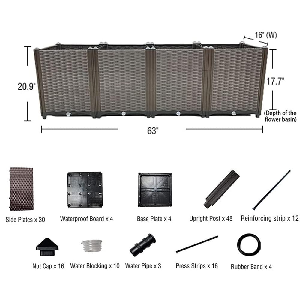 Souwuokoo Large Planters for Outdoor Plants Raised Garden Bed Kit Rectangular Elevated Plastic Garden Boxes for Gardening Vegetables Flowers in Backyard Patio Balcony