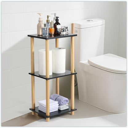 Haeterna 3-Tier Black Bookshelf, Wooden Bookcase with Open Shelves, for Small Spaces,Living Room Bedroom Office,No-Tool Assembly,11.8" D x 14.1" W x 31.5" H inches.