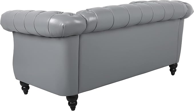 LEVNARY Leather Sofa, Chesterfield Tufted Upholstered 2 Seater Couch, Modern