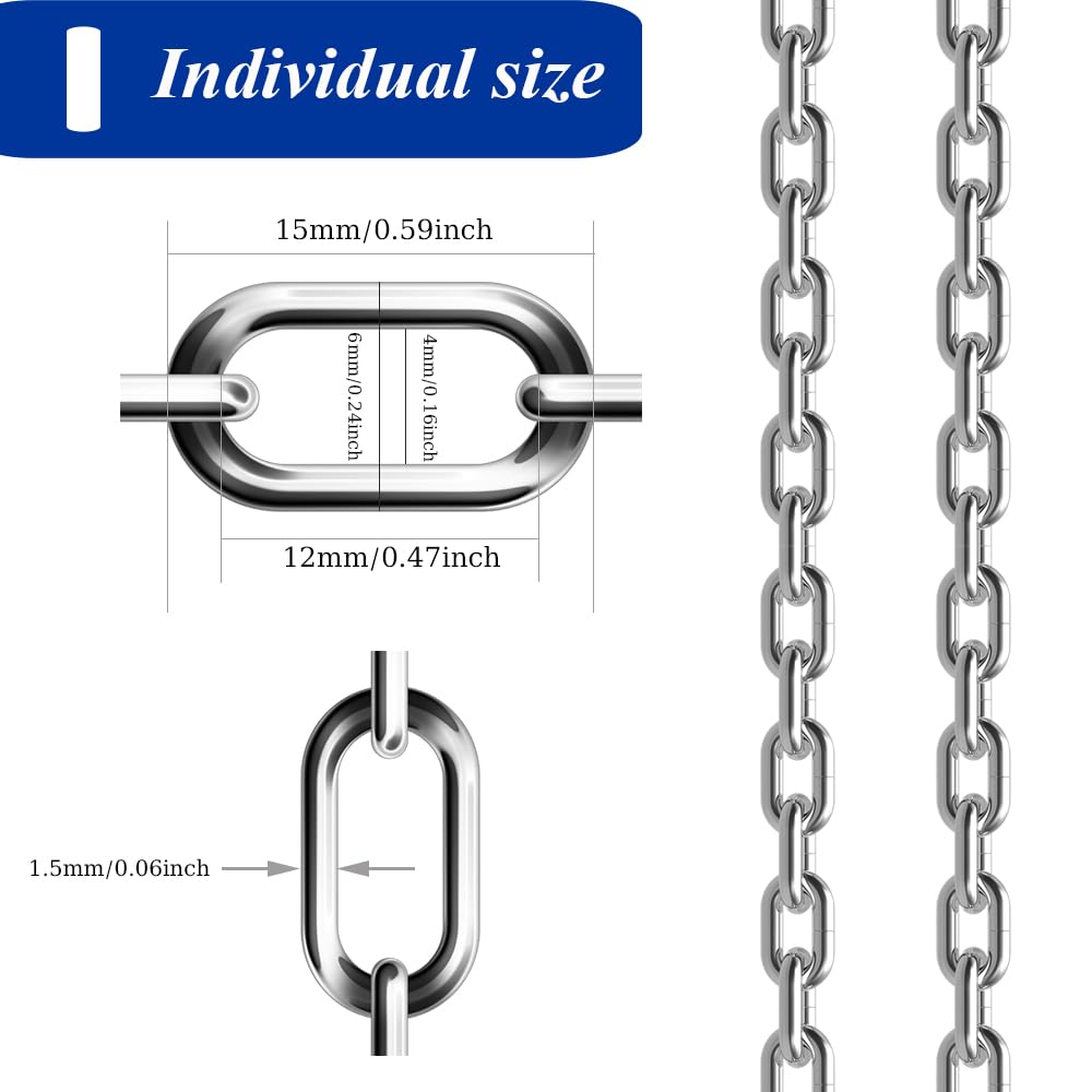 50ft Hanging Chain,304 Stainless Steel Chain, 1/16" Jack Chain, Metal Chains are Customizable for Hanging Bird Feeders/Dog Leashes/Signs & DIY Projects(1.5mm with Spool)