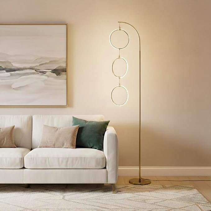 Brightech Nova 74 in. Antique Brass Industrial 3-Light LED Energy Efficient