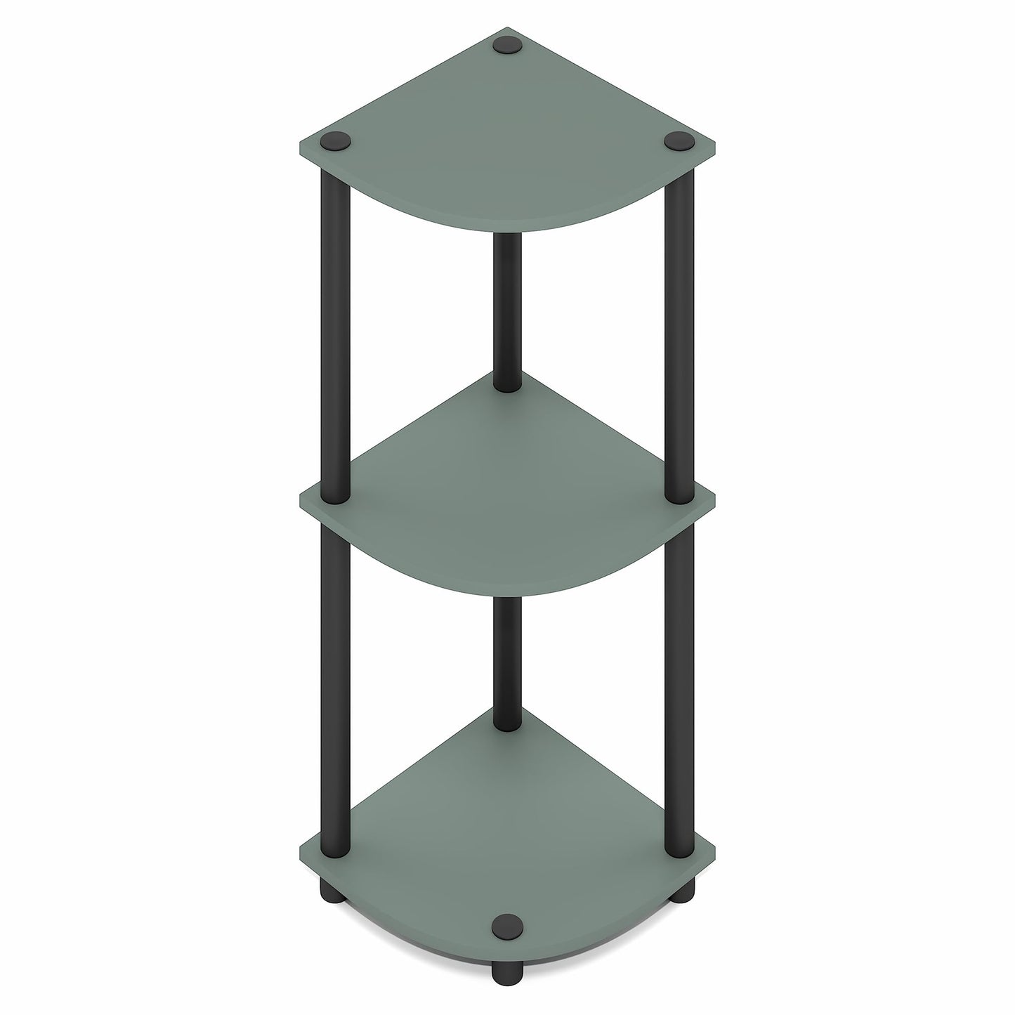Furinno Turn-N-Tube Corner Shelf, 3-Tier Corner Bookshelf, Display Storage Shelves with Open Shelves, for Organization and Storage, Living Room, Home Office, Garage, Sage Green