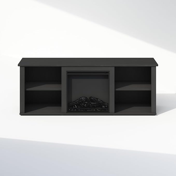 Furinno Jensen Fireplace TV Stand, NO Heat Decorative Electric Fireplace TV