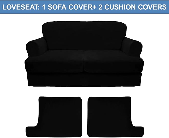 CUCRAF Cushion Sofa Cover 3 Piece Slipcovers, Soft Thick Velvet Couch Cover