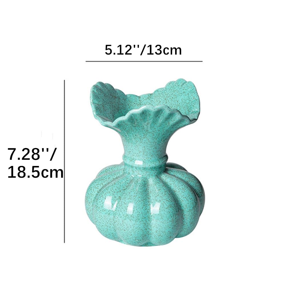 Flower Vase,Pumpkin Ceramic Vase, Ceramic Vase for Decor,Container for Flower, Centerpieces for Dining Table,for Living Room Desk Shelf Decor. (Cowboy Blue)