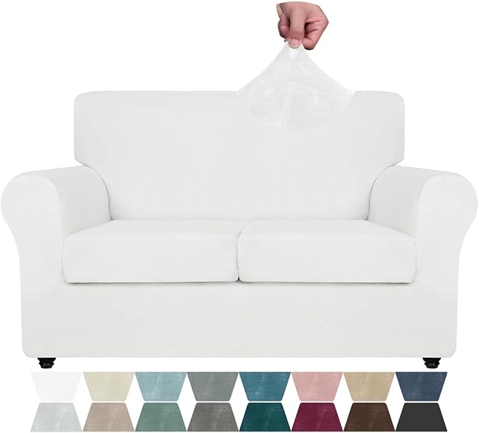 ZNSAYOTX Luxury Velvet Sofa Cover 3 Piece Stretch Loveseat Covers