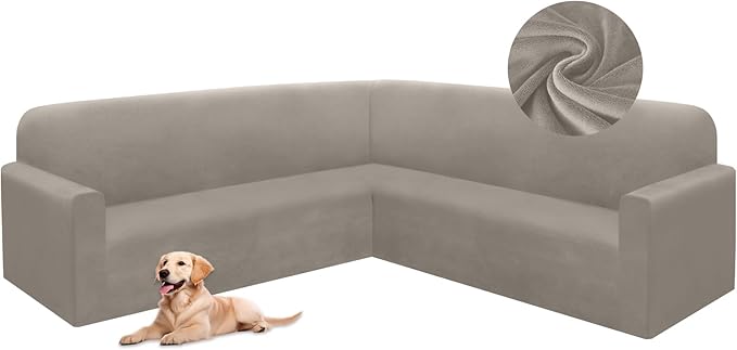 HDCAXKJ Corner Sectional Couch Covers Velvet Stretch L Shape Sofa Cover Soft