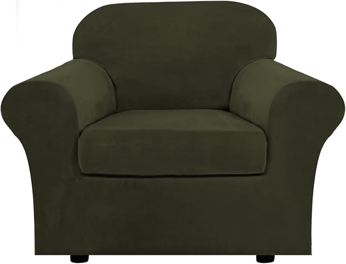 H.VERSAILTEX Rich Velvet Stretch 2 Piece Cover Chair Slipcover Sofa Cover