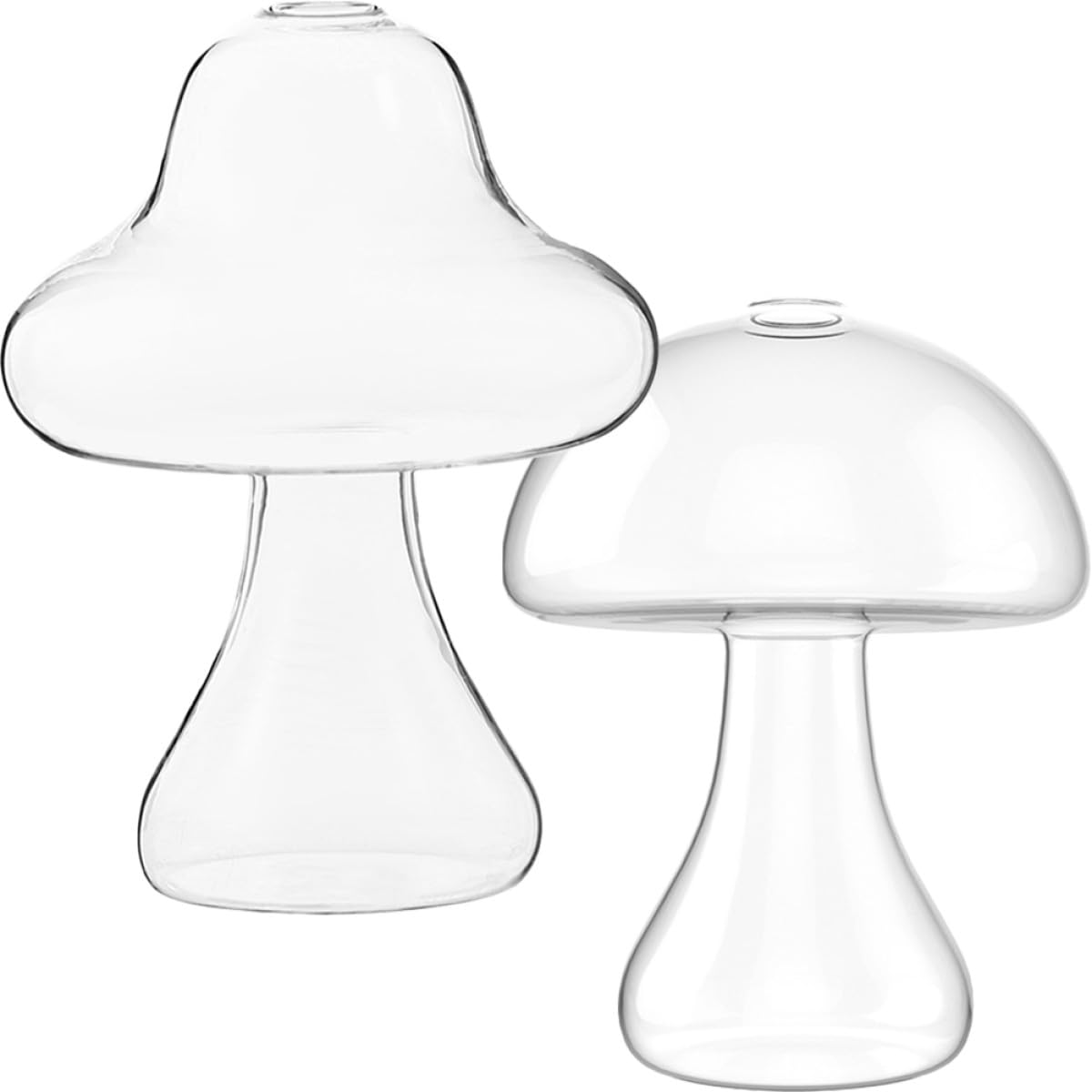NUSITOU 2pcs Glass Mushroom-Shaped Hydroponic Flower Vases Decorative Desktop Home Office Plant Holders for Terrarium and Floral Arrangement