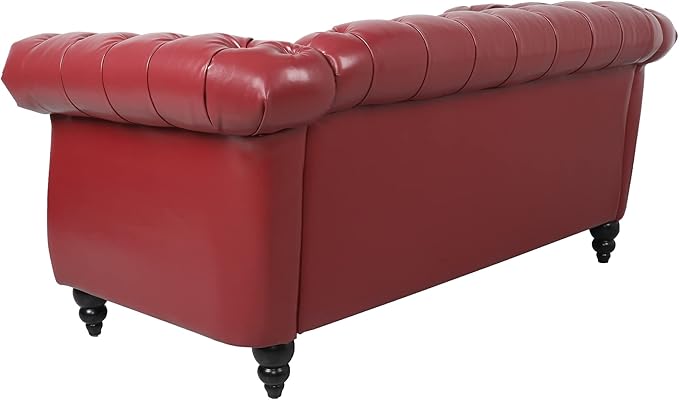 LEVNARY Leather Sofa, Chesterfield Tufted Upholstered 2 Seater Couch, Modern