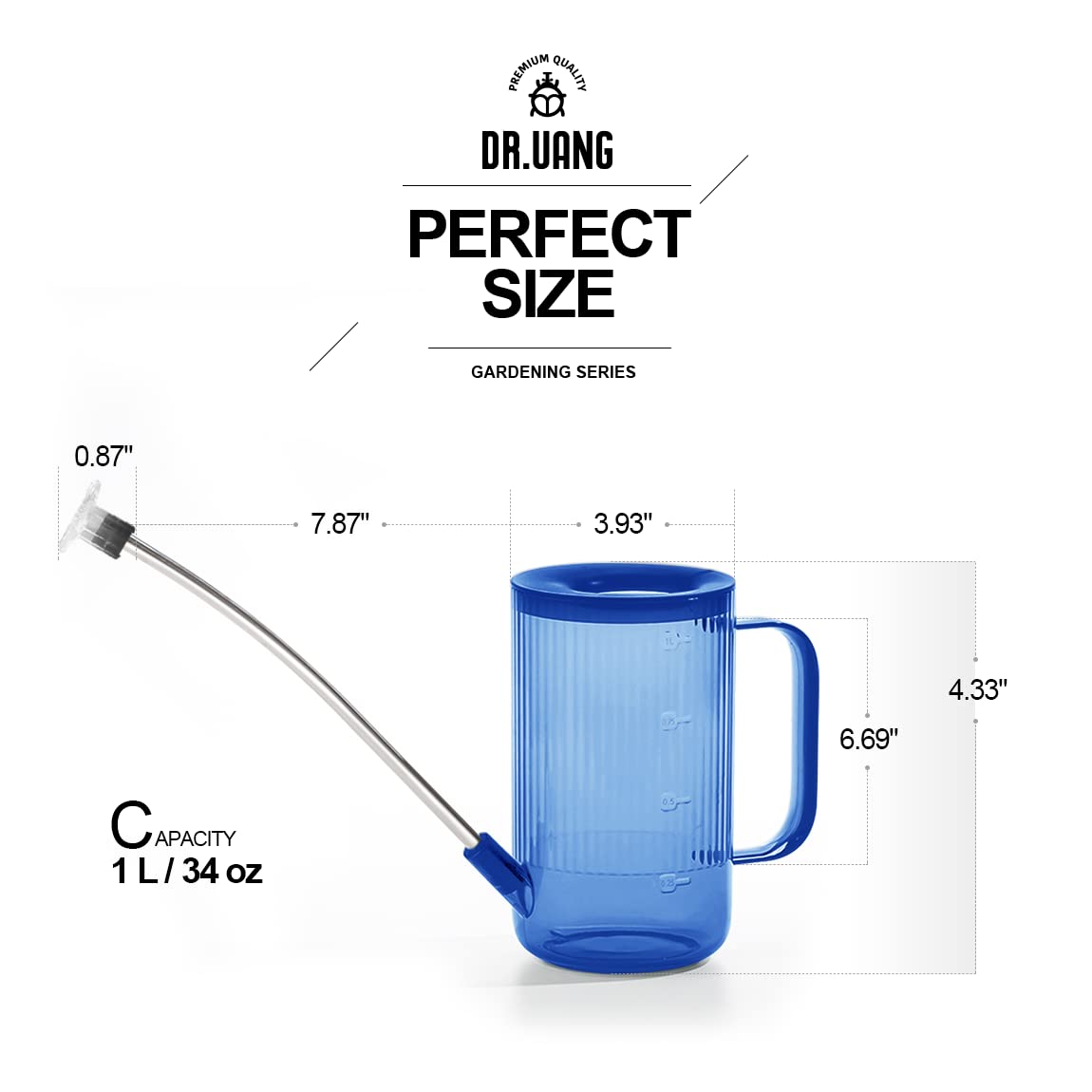 Small Watering Can Indoor Plants with Long Spout (1L, Blue)
