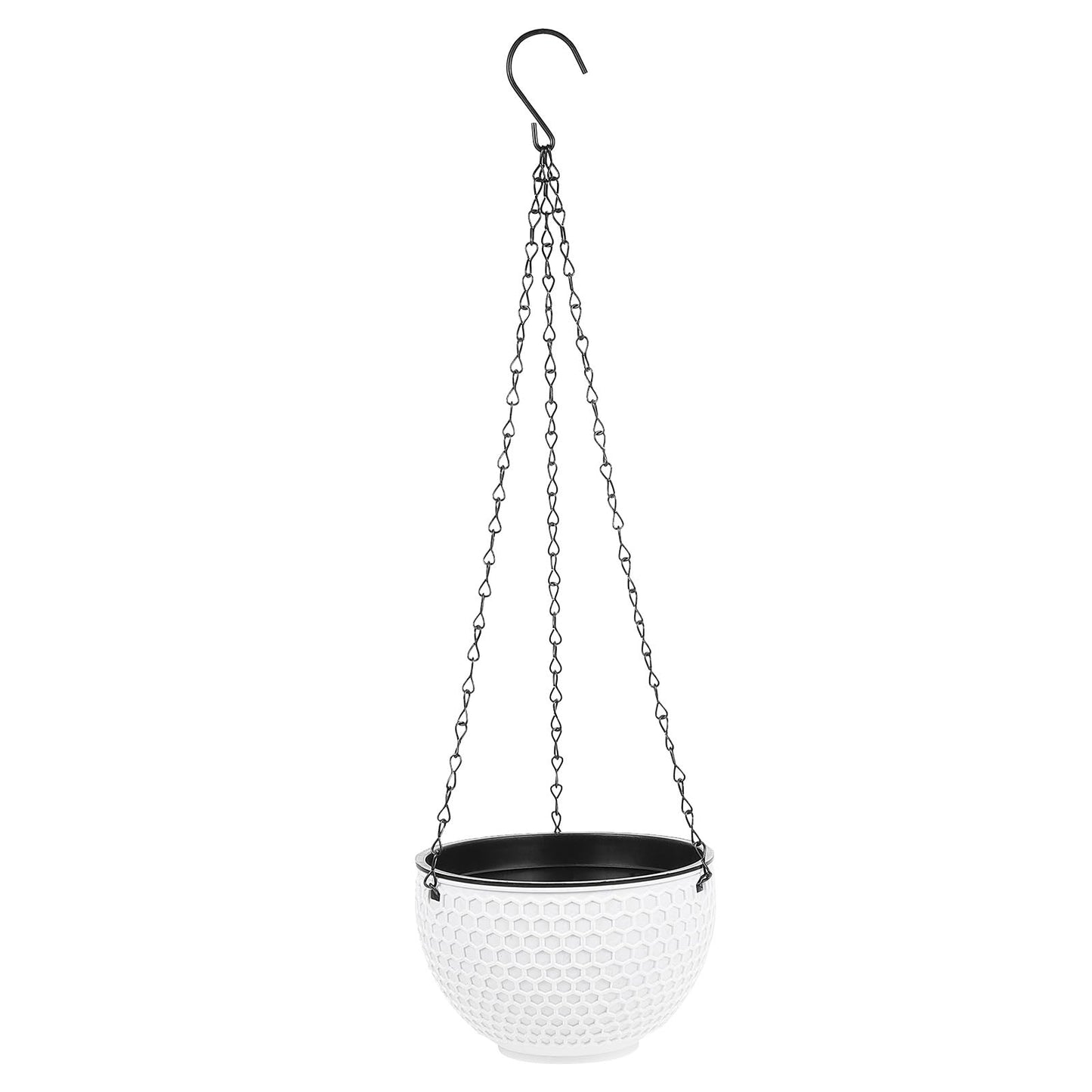Hemoton 6.5 Inch Hanging Planter with Honeycomb Rattan Design Plastic Flower Pot for Indoor Outdoor Garden Balcony with Drainage Hole