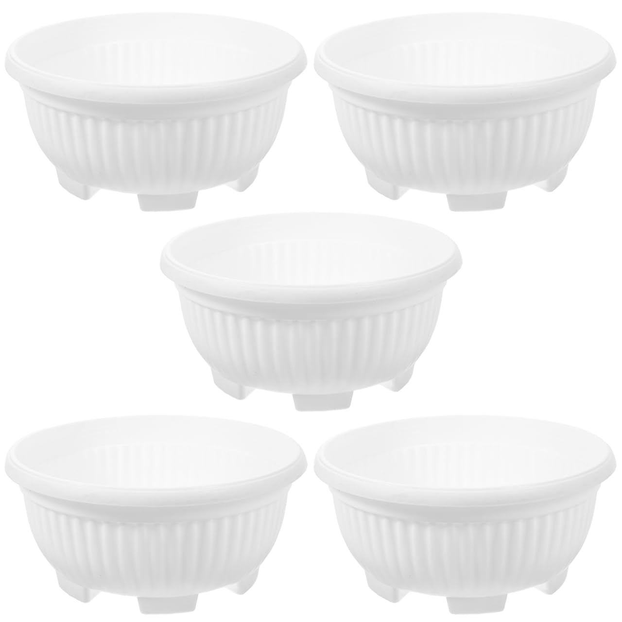 HANABASS Large Garden Bowl Planter White Shallow Plant Pot with Drainage Plastic Flowerpot for Succulents Bonsai Herbs Indoor Outdoor 8.25 Inchs