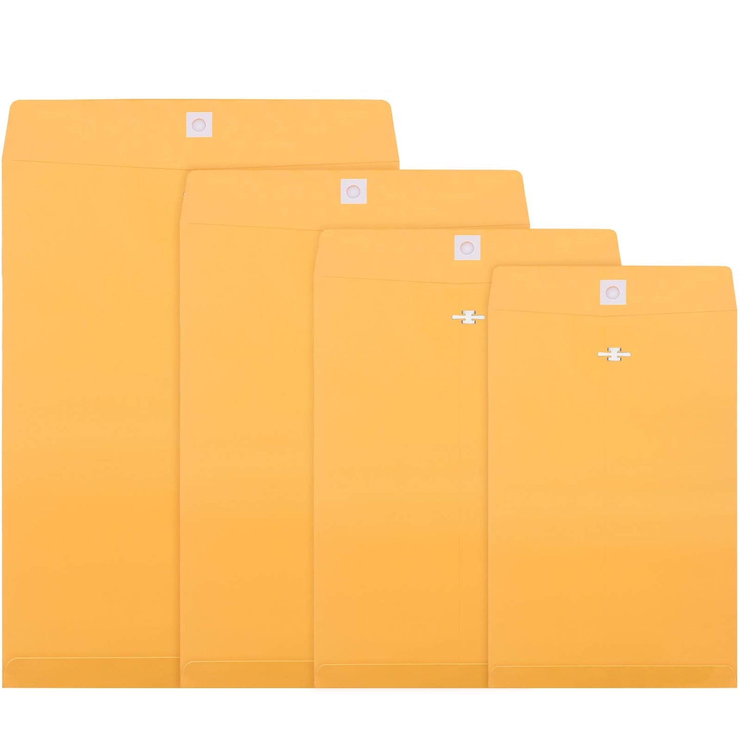 Frienda 4 Sizes Clasp Envelopes Kraft Paper Catalog Clasp Envelope with Closure for Filing, Storing or Mailing Documents, 50 Pieces(6 x 9 In, 9 x 12 In, 10 x 13 In, 12 x 15.5 In,Yellow)