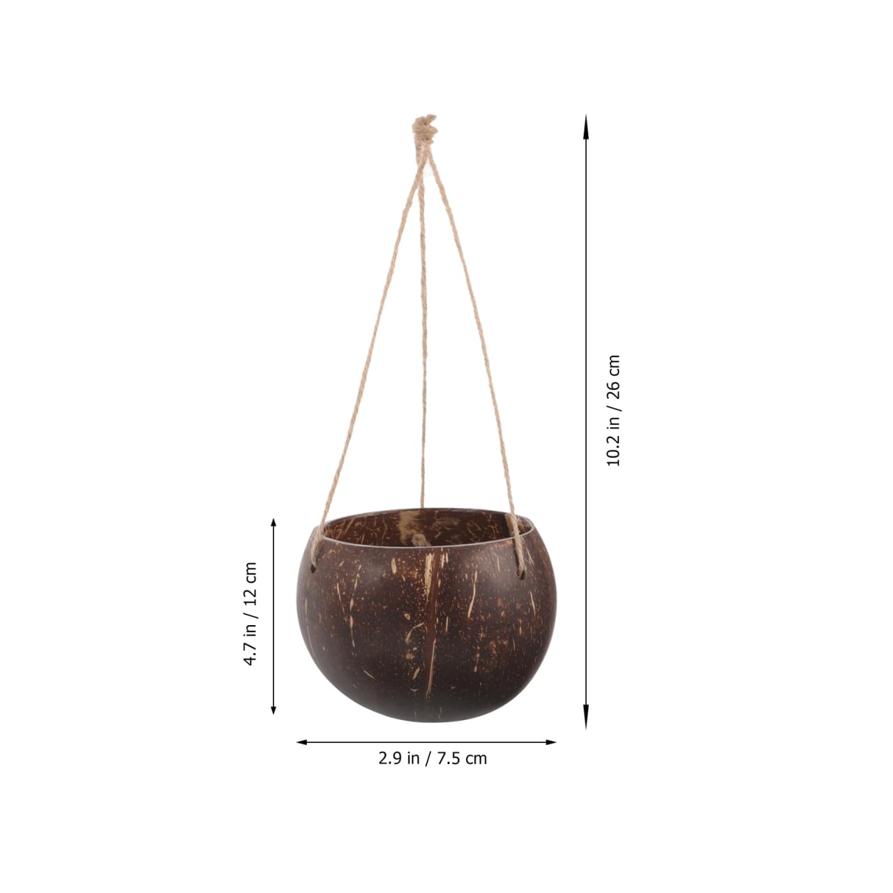 GANAZONO Coconut Shell Hanging Planter with Rope - Natural Indoor & Outdoor Hanging Pot for Orchids and Small Plants Eco-Friendly Round Coconut Planters for Home and Balcony Decor