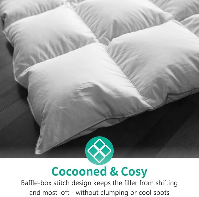 APSMILE Lightweight King Size Down Feather Fibers Comforter, Fluffy Duvet Insert for Warm/Hot Sleepers - Ultra-Soft High Fill-Power Hotel Collection Comforter, 39 Oz Duvet Blanket(White, 106"x90")