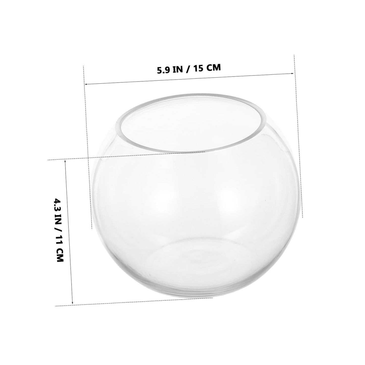 jojofuny Small Round Glass Bubble Vase 15cm Hydroponic Plant Container Succulent Terrarium Flower Pot for Home Office Decoration
