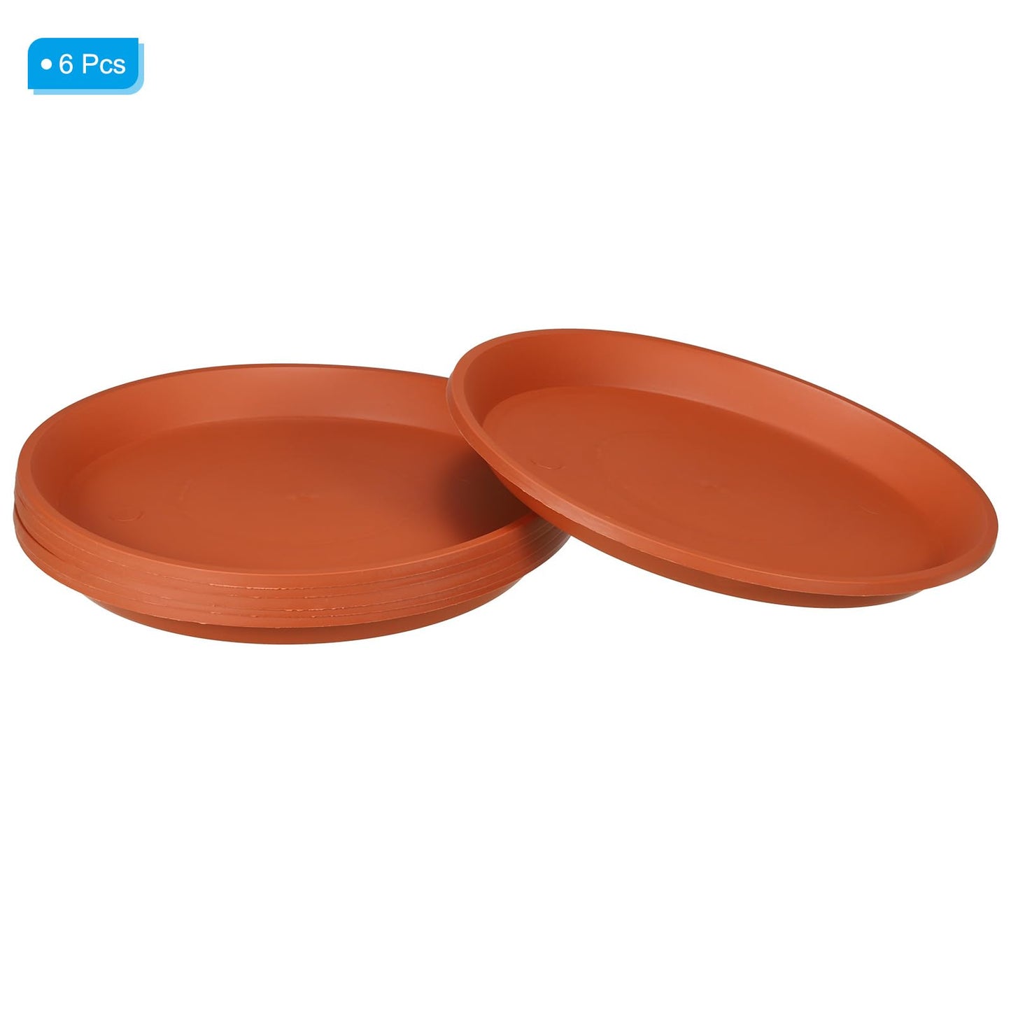 PATIKIL 6 Pack Plant Saucer, 9 Inch Plastic Round Plant Tray Flower Pot Saucers Planter Water Tray - for Indoor Outdoor Balcony Garden Potted, Terracotta