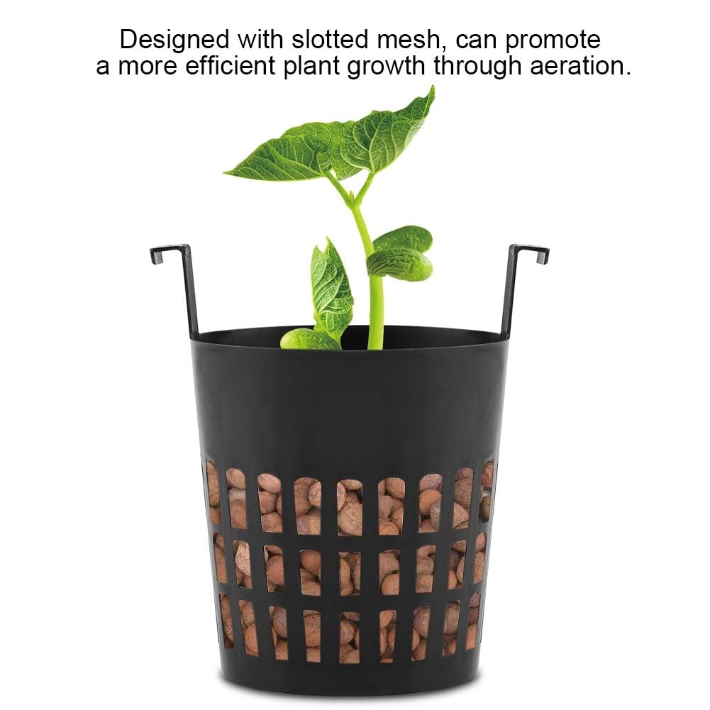 UYISMML 10 Pack 2.5 inch Garden Slotted Mesh Net Cups with Hook, Round Heavy Duty Net Pots Hydroponics Supplies Cups, Orchids Aquaponics Plant Nursery Pots for Garden Balcony Planting