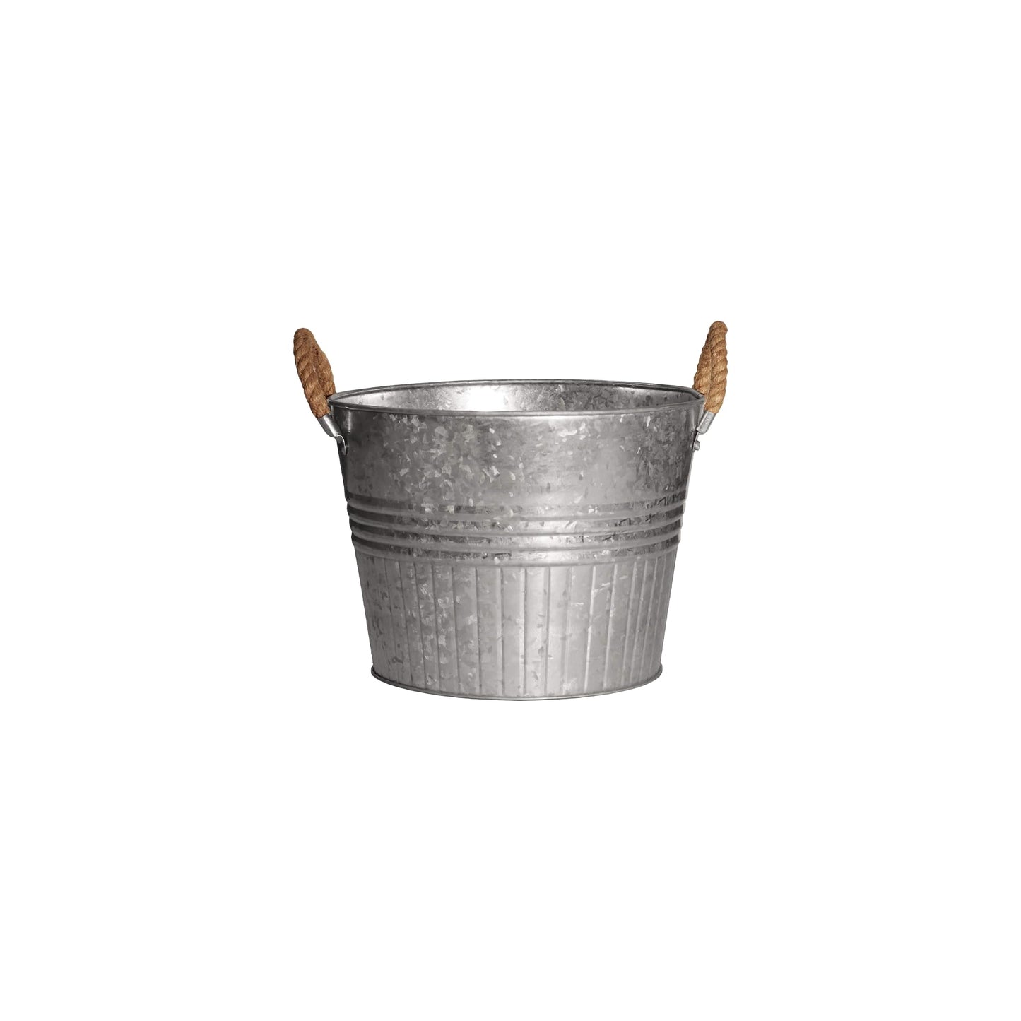 Headwind Decorative Planter - Round Galvanized Bucket w/Rope Handles – 10 Inch Metal Tub Bucket Planter for Outdoor Plants w/Drainage Hole – Galvanized Large Outdoor Planters Buckets by Robert Allen