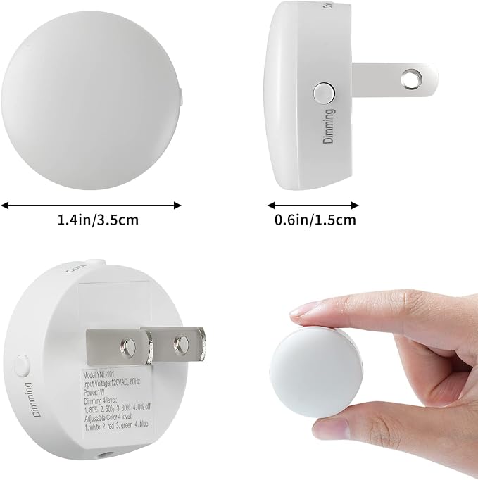 Mini Plug in Night Light, Dusk to Dawn Sensor, 4-Color, LED Toilet Night Lights, Dimmable Color Changing, for Kids Breastfeeding, Sleep Aid, Bedroom, Nursery, Hallway, 6Pack
