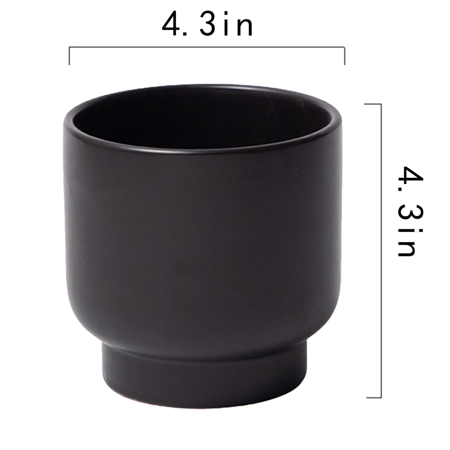 LB Black Ceramic Plant Pot for Indoor Plants, Succulent Planters Ceramic Plant Pots, Modern Flower Pots for Living Room Office Home Decor, Round Flower Pot of 4.3 Inch(Plant Not Included)