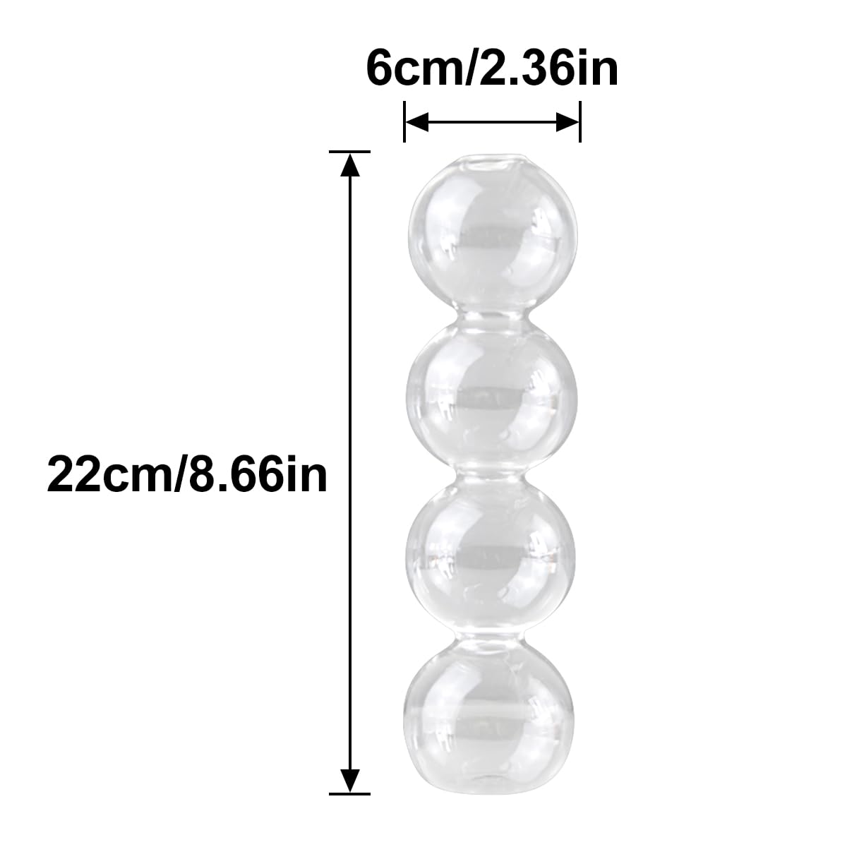 LKXHarleya Aesthetic Ball Aesthetic Decorative Vase, Glass Bubble Vases Ball Bud Vase for Centerpieces, Flower Arrangement, 2.36 x 8.66 Inch, Clear