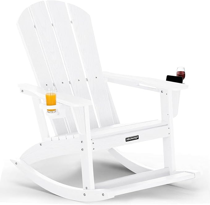 Outdoor Oversized Adirondack Rocking Chairs, All Weather HDPE Patio Rocking