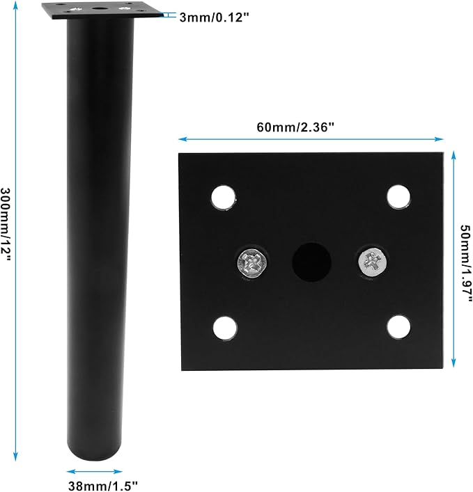 Set of 4 Aluminum Alloy Furniture Legs 12 Inch Height, 1.5 Inch Diameter