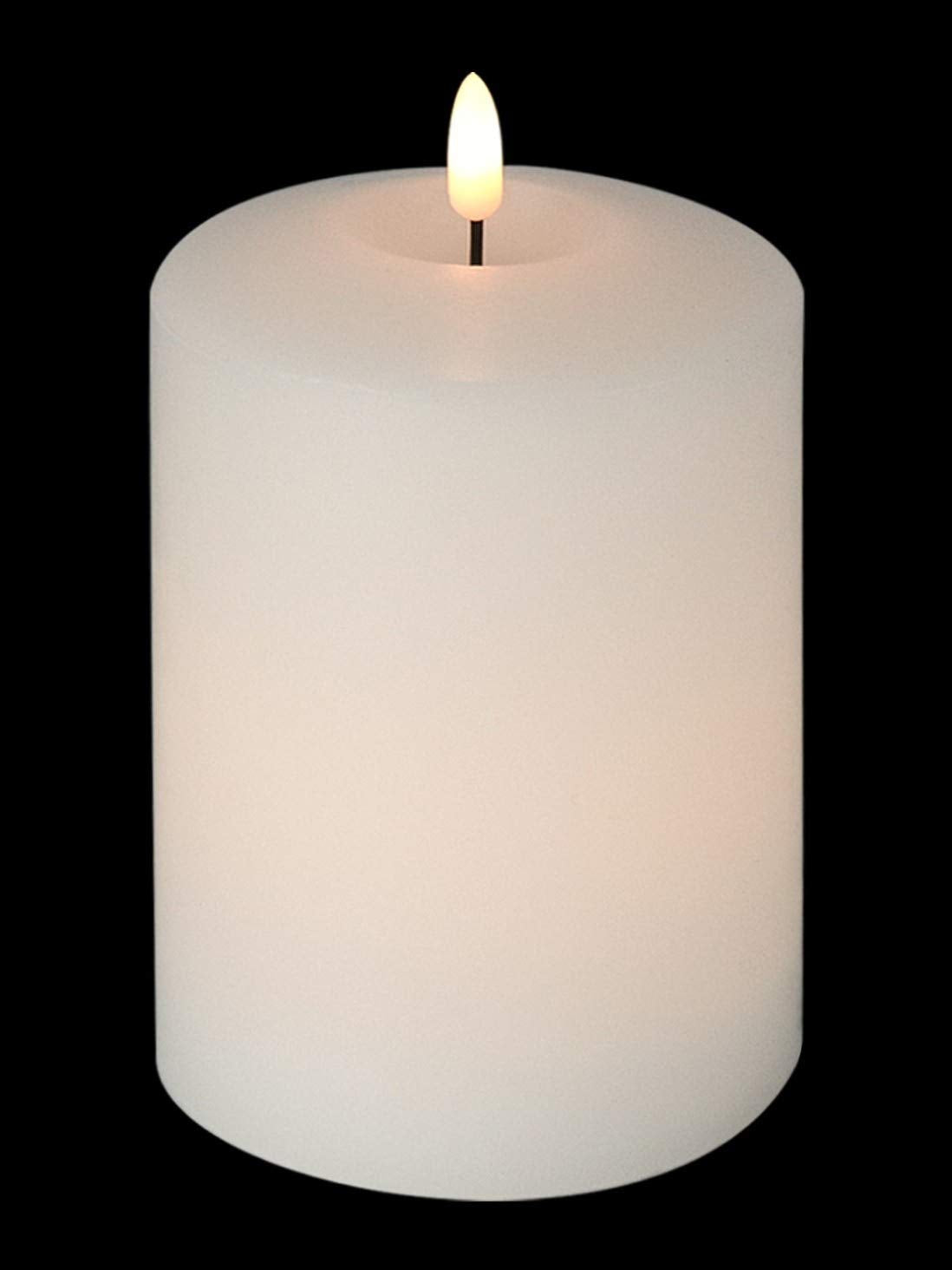 GenSwin 4” x 6.5” Flameless Flickering LED Candles Battery Operated with 6H Timer, Warm Light Real Wax Pillar Votive 3D Wick Candles, Perfect for Party/Wedding/Home Decor(White)