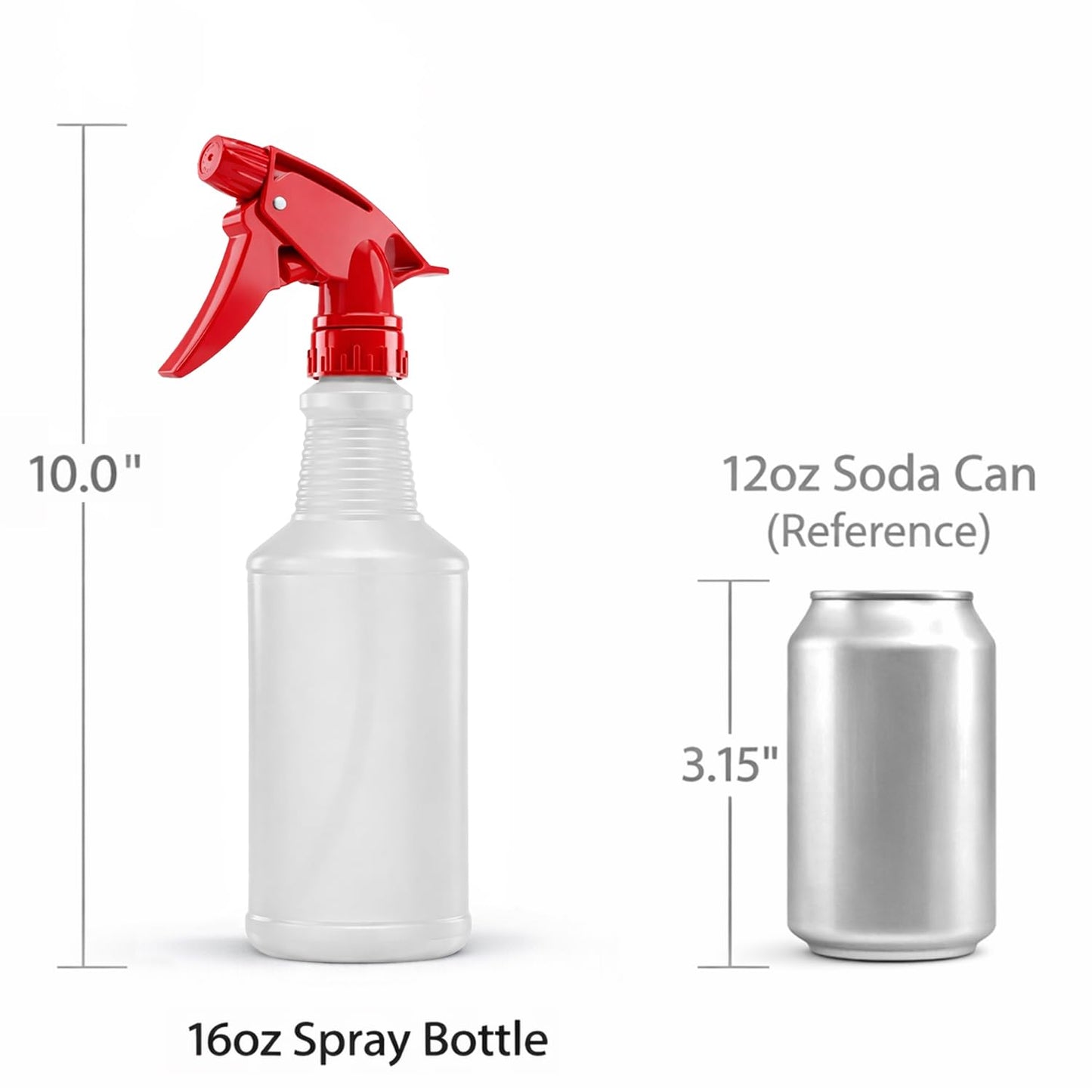 Bar5F Spray Bottles, 16 Oz, 4 Pack, Chemical-Resistant HDPE, BPA-Free, Non-Toxic, Red Trigger Sprayers, Refillable Empty Sprayer Bottle for Cleaning Solutions, Vinegar, Alcohol, Made in USA
