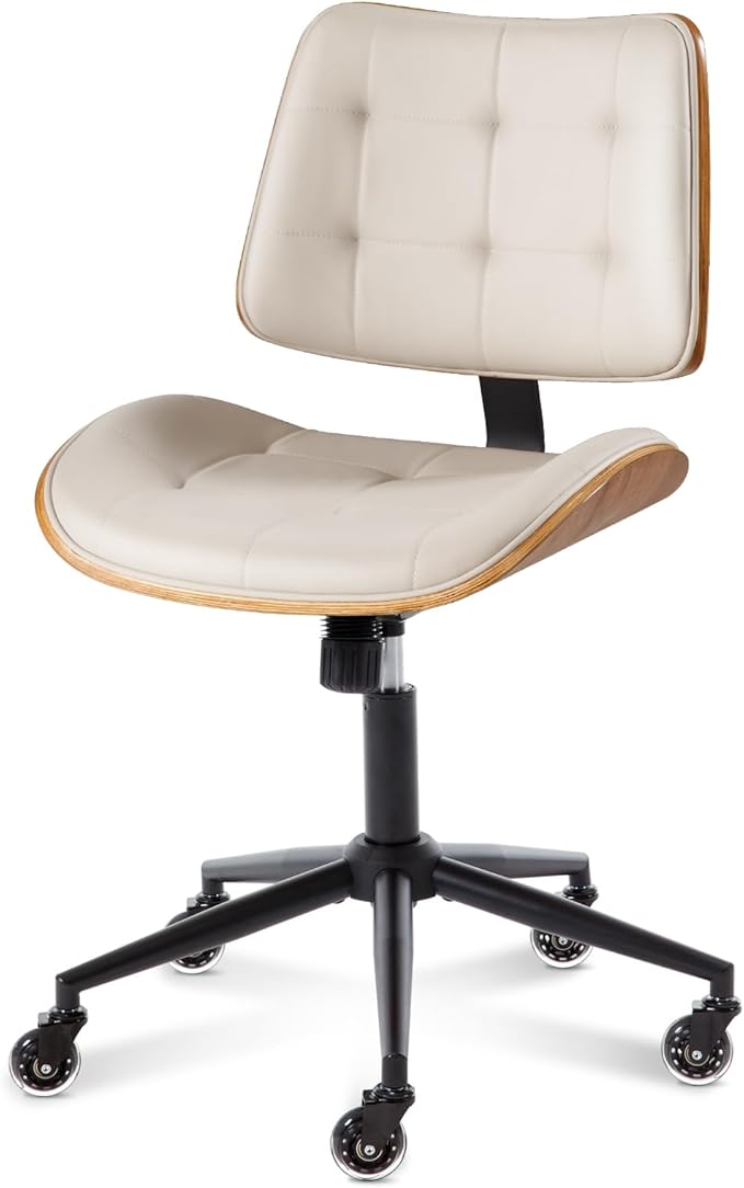 Home Office Desk Chair with Wheels, Adjustable Height Armless Office Chair