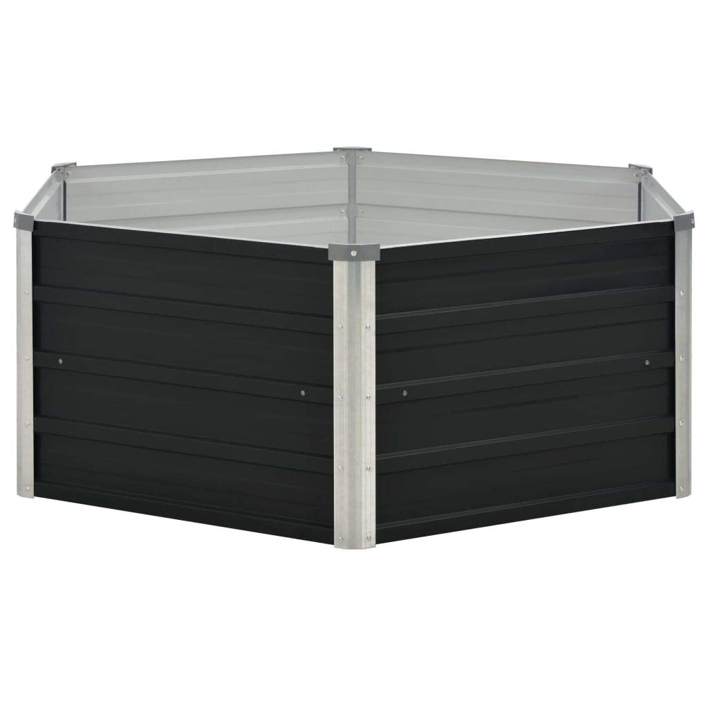 Logeirevo Outdoor Metal Raised Garden Bed for Vegetables, Flowers, Herbs, Galvanized Planter Raised Garden Boxes Outdoor, Anthracite 50.8"x50.8"x17.7" Galvanized Steel,-1204