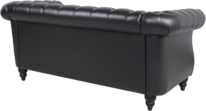 LEVNARY Leather Sofa, Chesterfield Tufted Upholstered 2 Seater Couch, Modern
